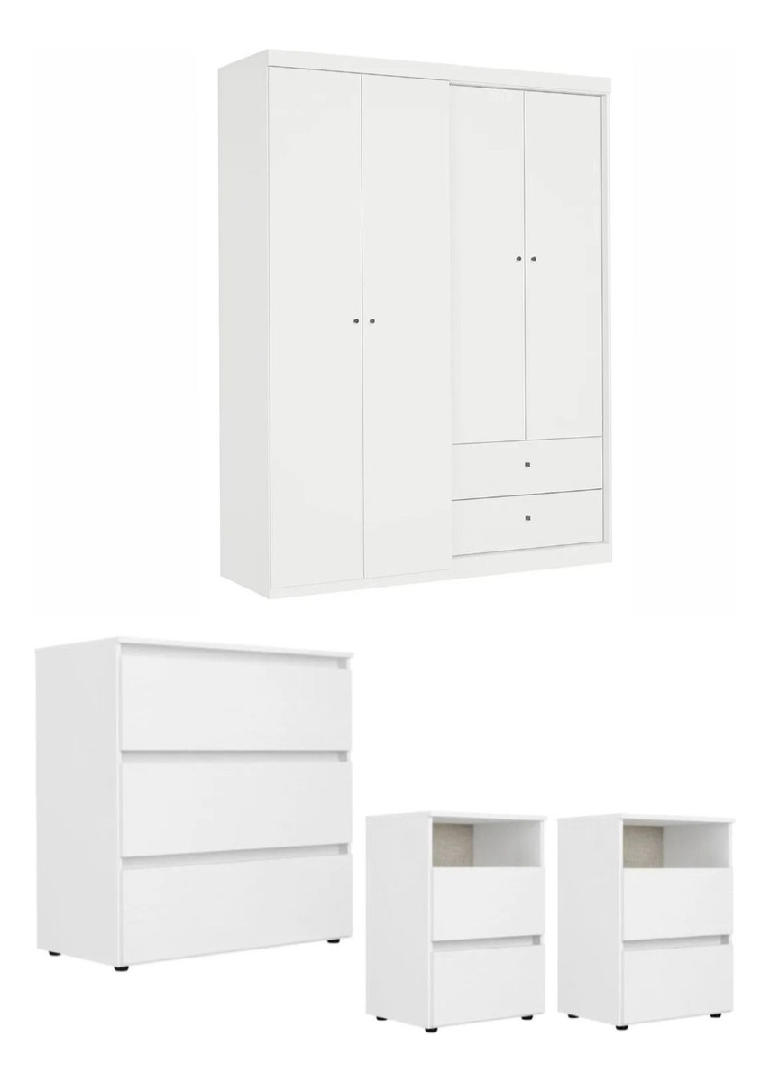 Ropero Star+ Cómoda 3 Cajones+ Mesas De Luz Condessa- Ártico