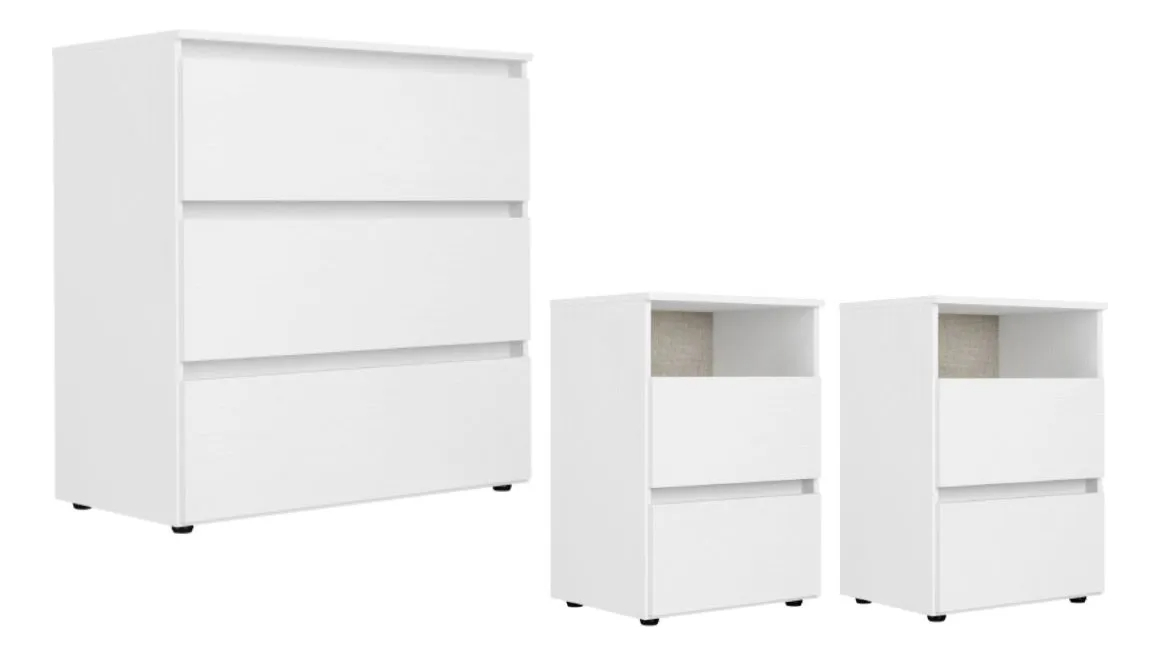Ropero Star+ Cómoda 3 Cajones+ Mesas De Luz Condessa- Ártico - Imagen 2