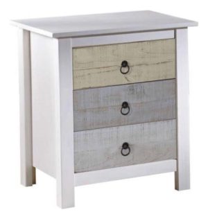 Mesa De Luz Flora, Armado Gratis, Madera Maciza- Ártico