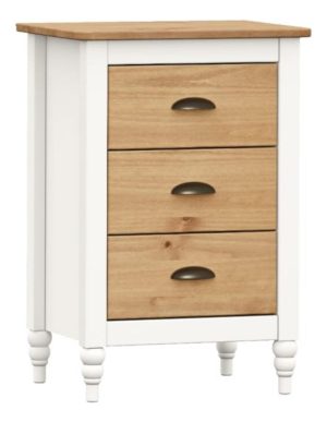 Mesa De Luz Iryna, Madera Maciza, Armado Gratis- Ártico