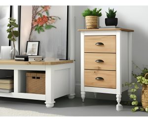 Mesa De Luz Iryna, Madera Maciza, Armado Gratis- Ártico Acabado Mate Color Blanco